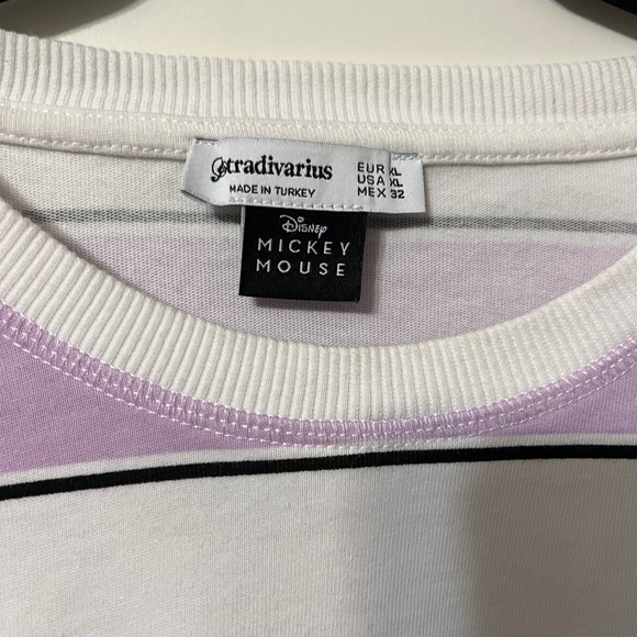 Stradivarius Lavender & White Striped Mickey Mouse Cropped Top - Picture 3 of 5